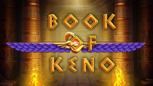 Capa do jogo Book of Keno da Evoplay, apresentando um design envolvente com símbolos de números e artefatos misteriosos.